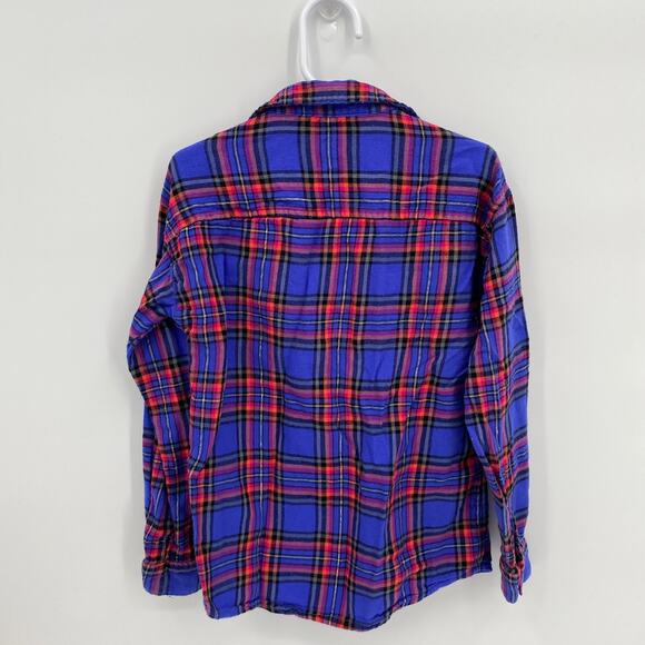 Wonder Nation Plaid Button Front Long Sleeve Shirt Blue Red Size Small 6/6X - Picture 7 of 7